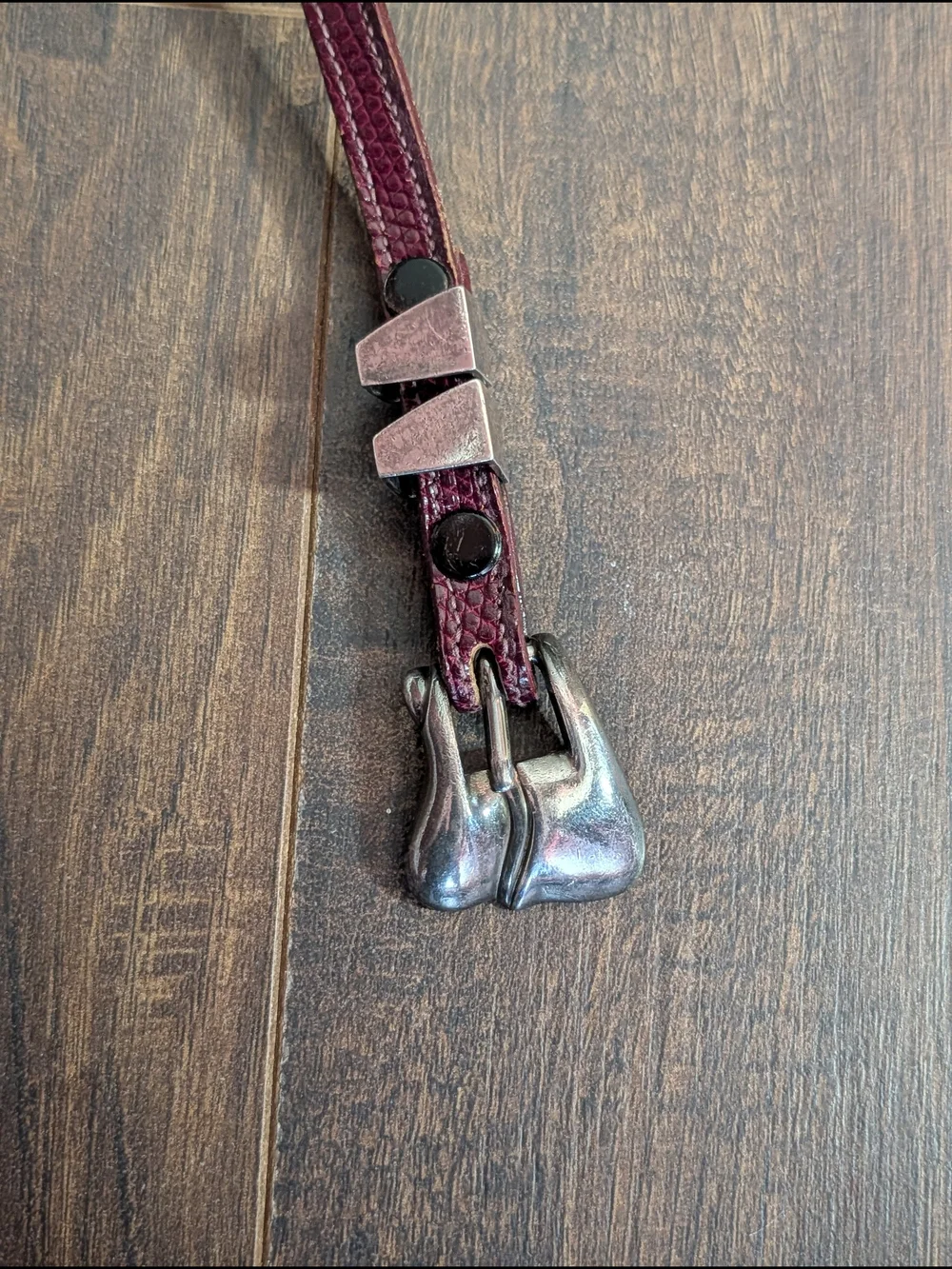 KIESELSTEIN-CORD Early VTG Burgundy Lizard Sterling Silver 4pc Western Belt